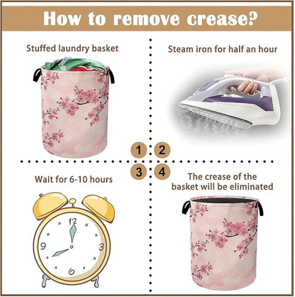 Laundry Hamper, Cherry Blossom Waterproof Oxford Cloth Storage Basket - Image 6