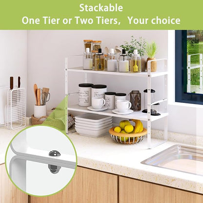 Across-Star Expandable Cabinet Shelf Organizer Rack, Stackable Kitchen Counter - Image 2