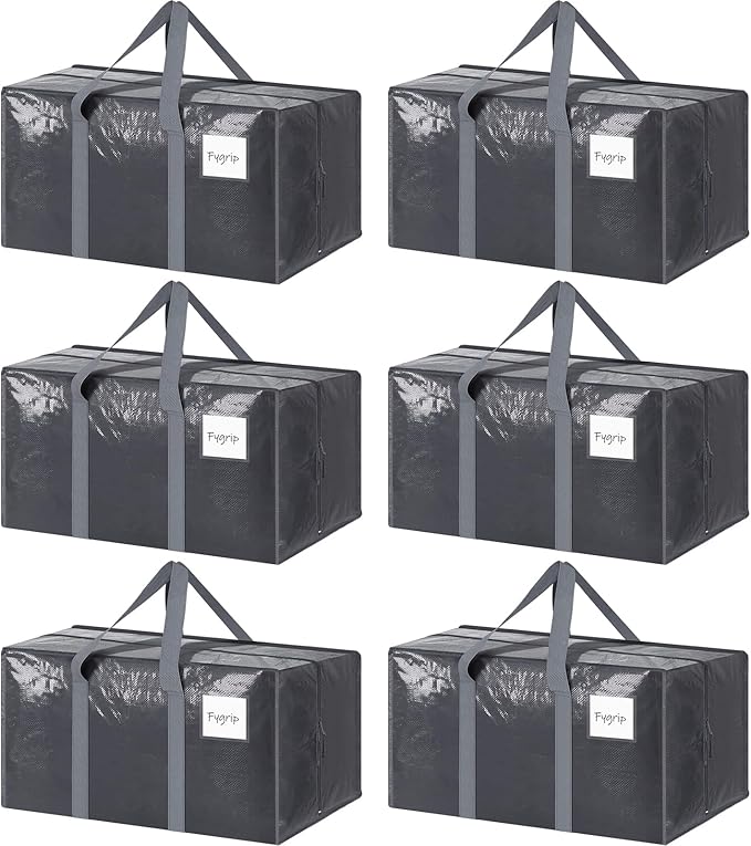 6 Pack Extra Heavy Duty Large Moving Bags by Fygrip