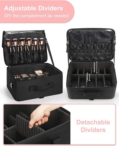 Relavel Extra Large Makeup Case and Clear Makeup Bag, Professional Cosmetic - Image 2