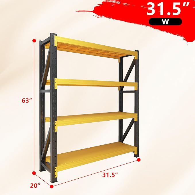 3000LBS Garage Shelving Heavy Duty, 32” W Storage Shelves, 4-Tier Adjustable - Image 2