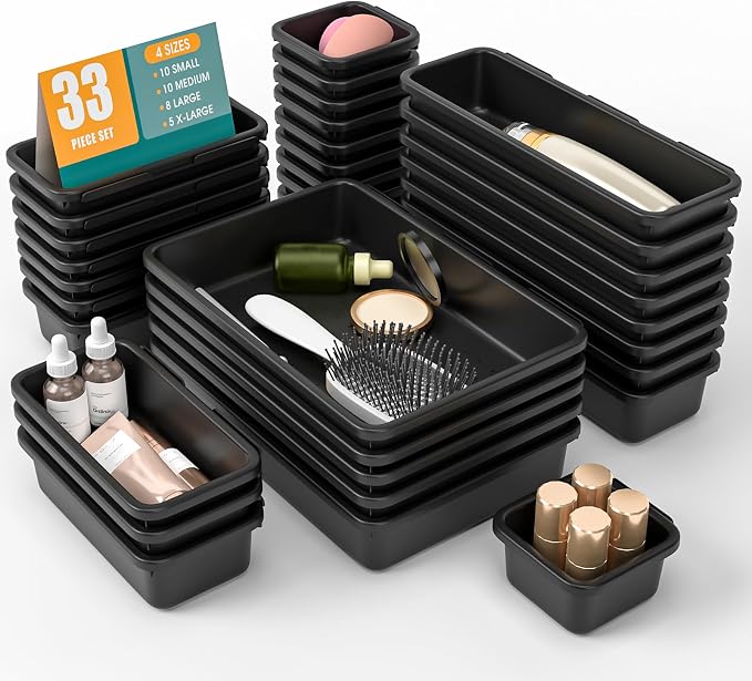 33 PCS Drawer Organizer Set, 4 Size Makeup Drawer Divider Organizer by StoreHappily