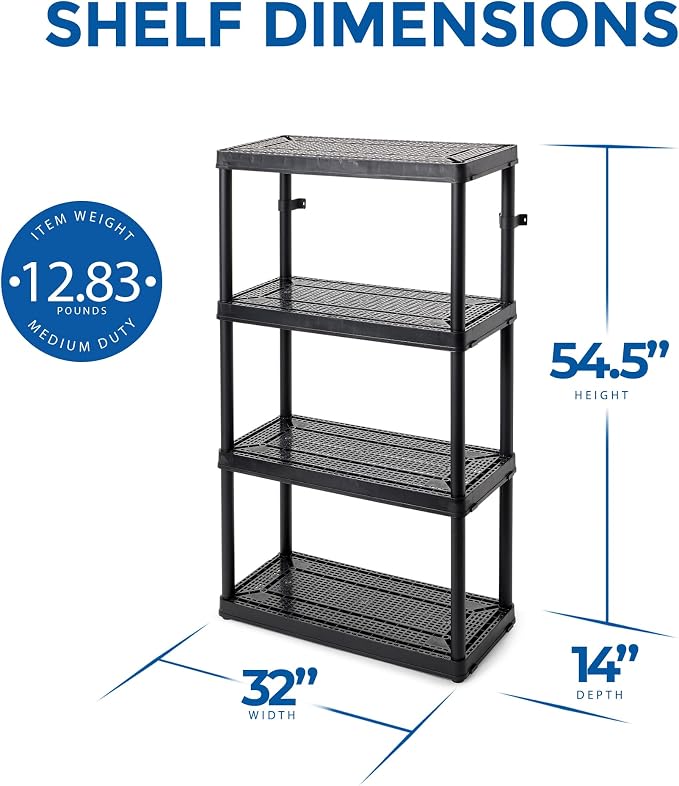 Gracious Living 2 Pack Storage Rack, 4 Shelf Fixed Height Medium Duty Unit - Image 5