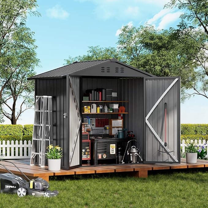COMHOMA Outdoor Storage Shed Metal Garden Tool House Lockable | Sloping Roof by ComHoma