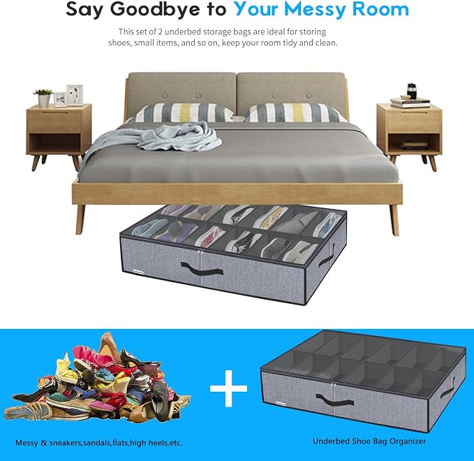 Onlyeasy Large Under Bed Shoe Organizer - Image 7