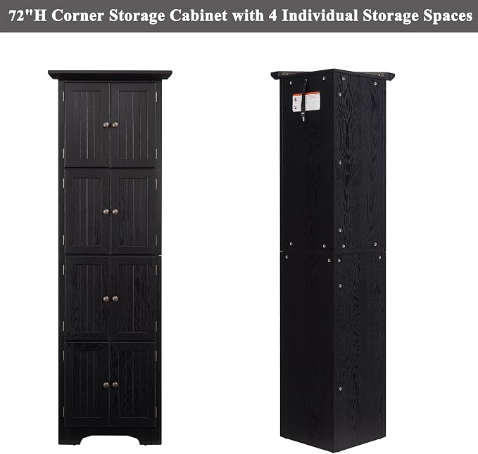 72" H Farmhouse Corner Storage Cabinet - Image 9