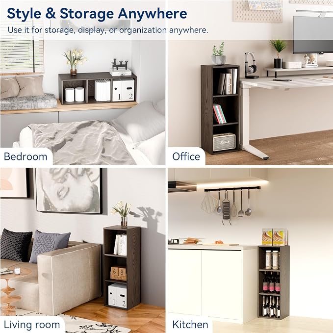 Whitmor 3 Cube Bookcase, 3 Tier Stackable MDF Bookself, Open Storage Display - Image 6