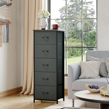 Somdot Tall Dresser for Bedroom, 5 Drawer Storage Cabinet, Charcoal Grey | - Image 4
