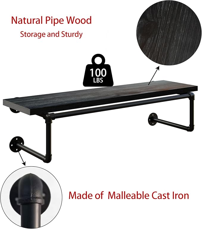 Clothes Rack 36in, Wall Mounted Garment Racks - Image 7