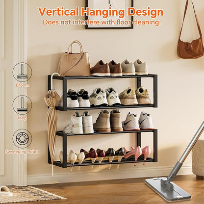 Homeiju Hanging Shoe Organizer, 2 Pack Wall Mounted Shoe Rack Holds 12 Pairs - Image 4