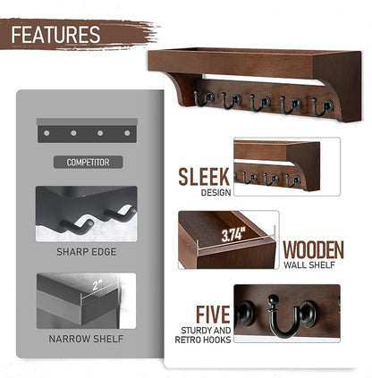 Walnut Wood Key Holder Wall Mount - Image 6