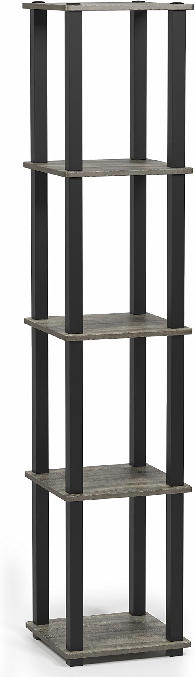 FURINNO Turn-S-Tube 5-Tier Corner Square Rack Display Shelf, French Oak by Furinno-FitsYourSpaceFitsYourBudget
