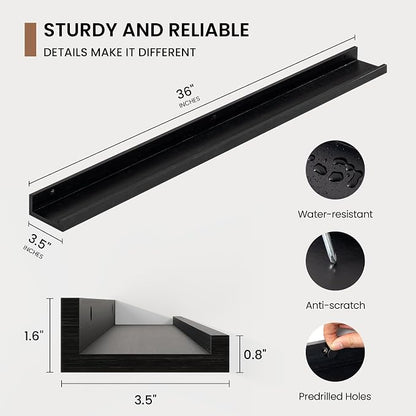 Picture Ledge Shelf, Floating Shelves Set of 2, 36 Inches Solid Wood Nursery - Image 3