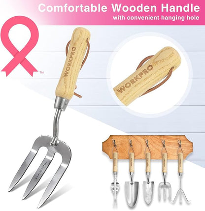WORKPRO 8-Piece Pink Garden Tool Set, Stainless Steel Gardening Tools - Image 7