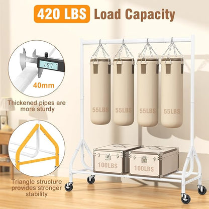 EAGMAK Heavy Duty Clothes Rack Load 420 LBS, 47.2" Long Rolling Garment Rack - Image 3