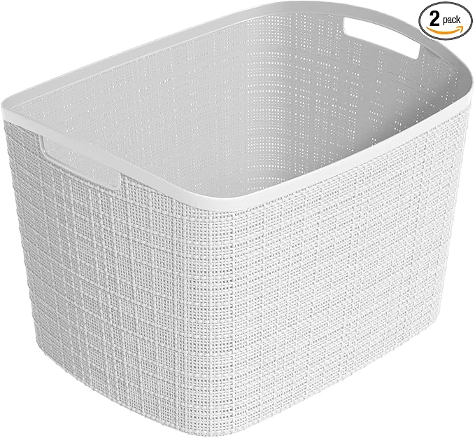 Curver Set of 2 XL 30.5L Jute Decorative Plastic Organization and Storage by Curver