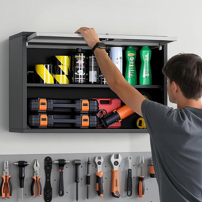 VEVOR Metal Wall Cabinet, 30.31 x 12.01 x 19.69 Inch, Floating Garage Tool - Image 2