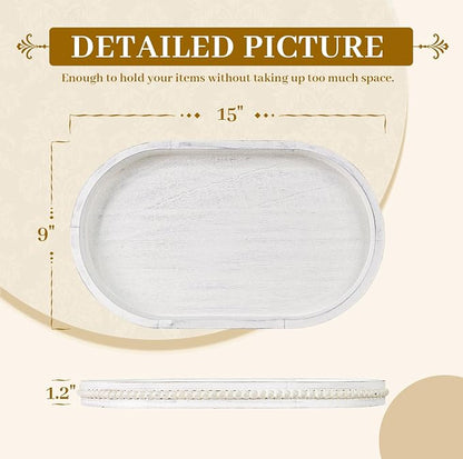 MAONAME Wood Serving Tray, Farmhouse Wooden Tray - Image 2
