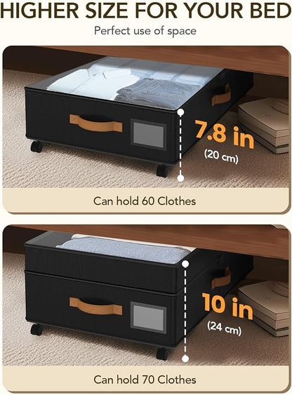 Under Bed Storage with Wheels, 10 inches Under Bed Storage Containers, 65L XXL - Image 3