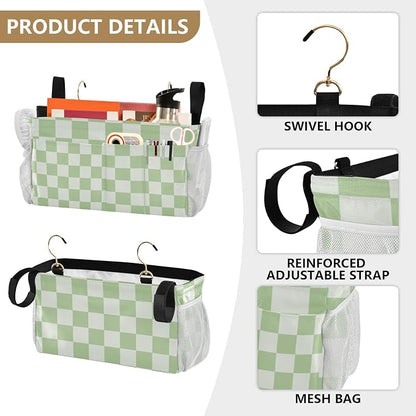 Checkered Mint Green and White Bedside Caddy - Image 5
