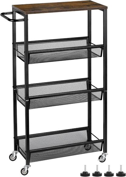 MOOACE Slim Storage Cart, 4 Tier Rolling Kitchen Shelving Unit on Wheels Mobile by MOOACE
