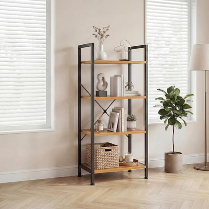 DUMOS 4 Tiers Open Bookshelf, Classic Freestanding Tall Display Shelf, Sturdy - Image 2