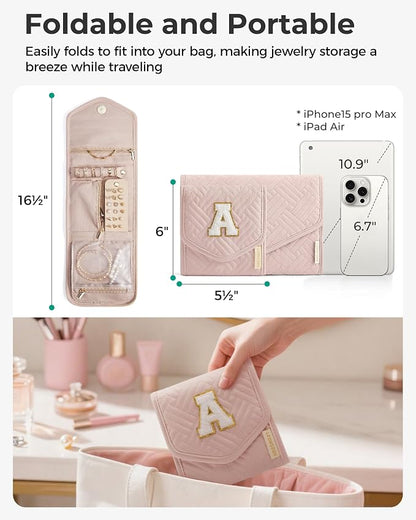 BAGSMART Travel Jewelry Organizer Case M Initial Foldable Jewelry Roll - Image 6