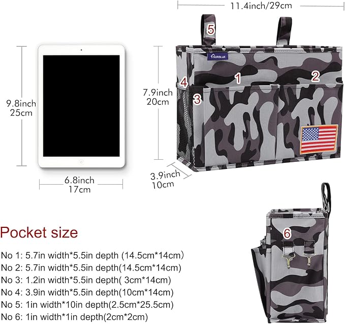 Surblue Bedside Caddy Hanging Bed Organizer Storage Bag Pocket - Image 5
