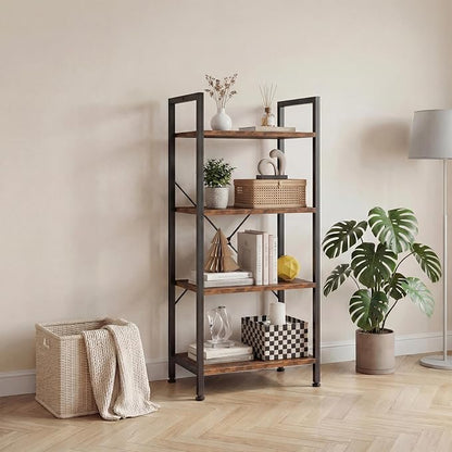 DUMOS 4-Tier Bookshelf, Tall Bookcase, Storage Organizer | Open Storage Display - Image 7