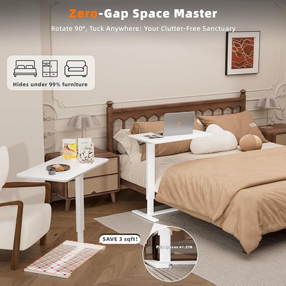 Overbed Bedside Table with Wheels, Adjustable Hospital Over Bed Table, Rolling - Image 6