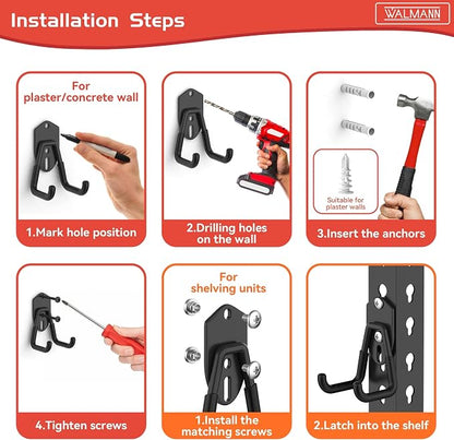 WALMANN 12 PCS Garage Storage Hooks, Wall Mount Utility Hooks - Image 5