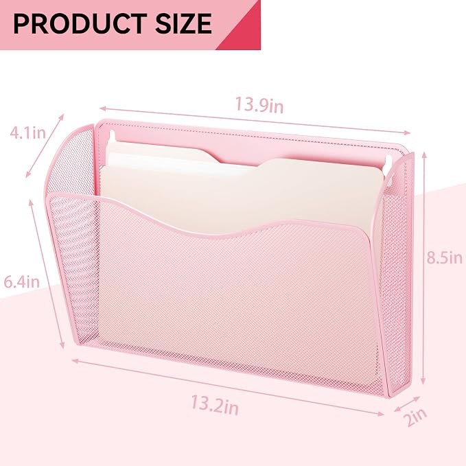 3 Single Pocket Wall File Holder, Mesh Hanging File Folder Paper Organizer - Image 3