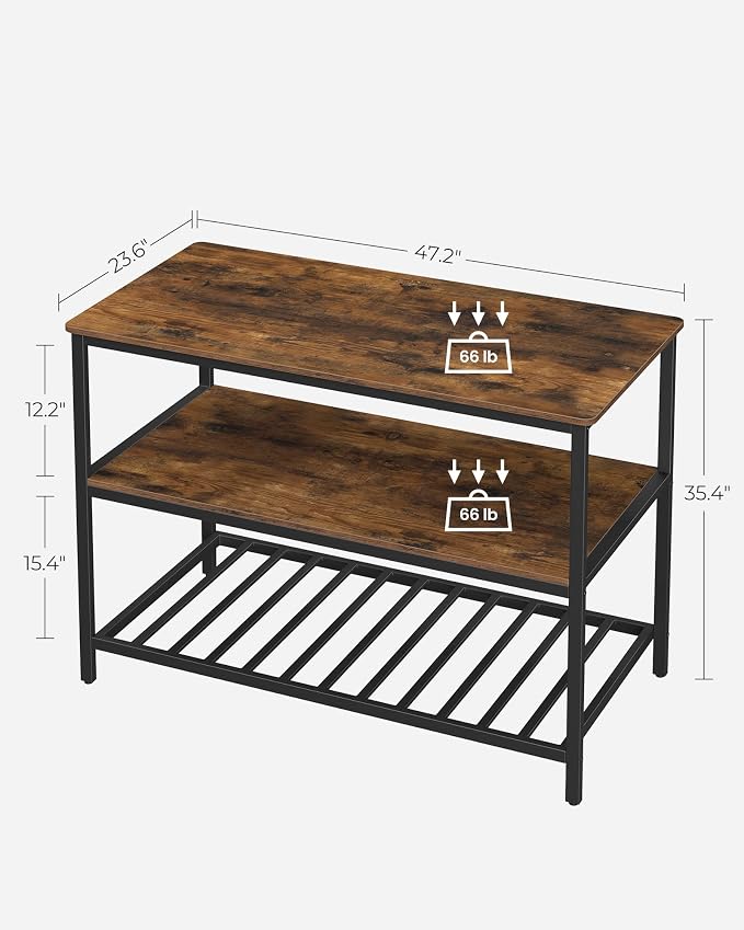 VASAGLE Kitchen Island with 3 Shelves, 47.2 Inches Width Kitchen Shelf with - Image 3