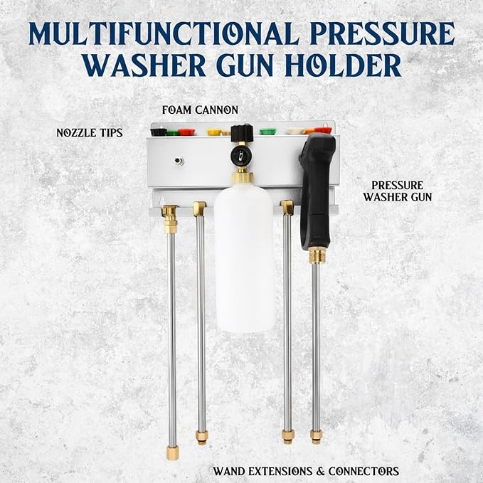 Pressure Washer Gun Holder, Wall Mount Foam Cannon Holder, Car Wash Accessories - Image 3