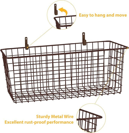2 Sets Brown Extra Large Hanging Wall Basket - Image 3