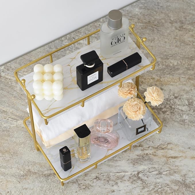 Bathroom Counter Organizer Makeup Organizer 2 Tier Vanity Tray Dresser - Image 5