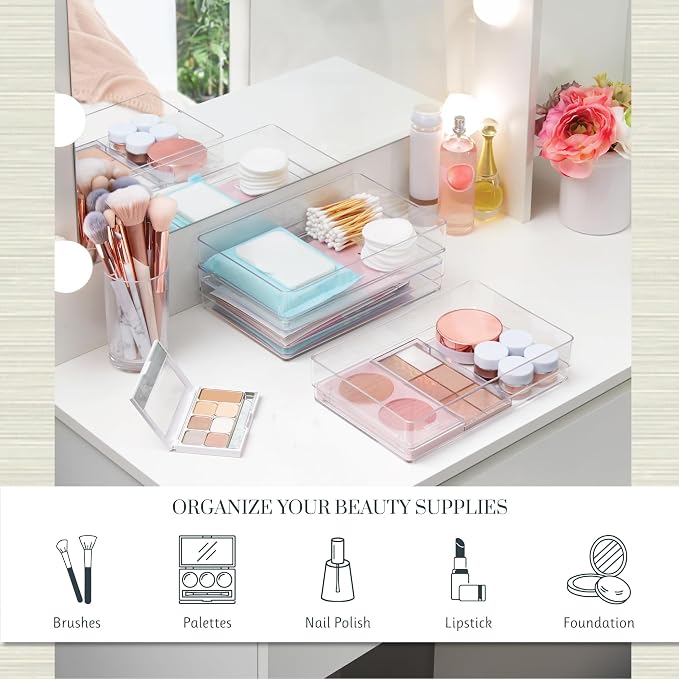 STORi SimpleSort 3-Piece Stackable Clear Drawer Organizer Set | 9" x 6" x 2" - Image 3