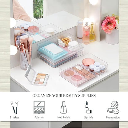 STORi SimpleSort 3-Piece Stackable Clear Drawer Organizer Set | 9" x 6" x 2" - Image 3