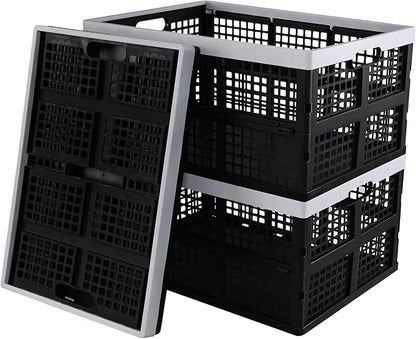 3-Pack Large Plastic Folding Storage Crates, 66 L Collapsible Storage Crates - Image 7
