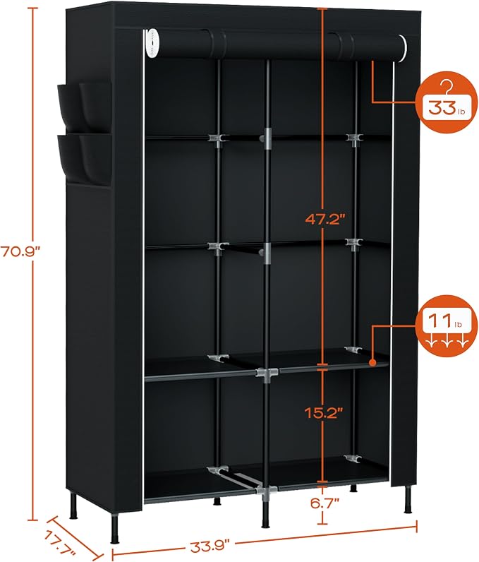 Portable Closet, 34 Inch Large Capacity Wardrobe Closet - Image 4