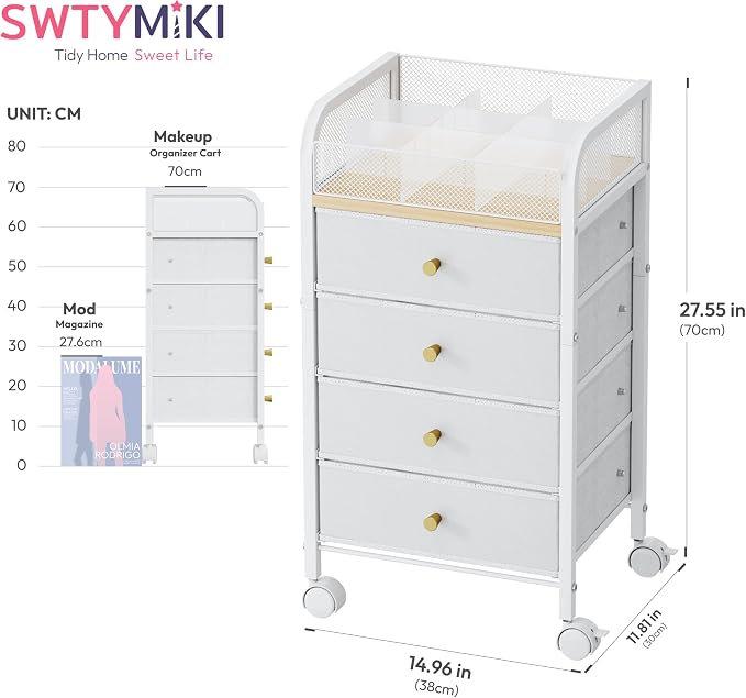SWTYMIKI Rolling Makeup Organizer Cart - Image 2