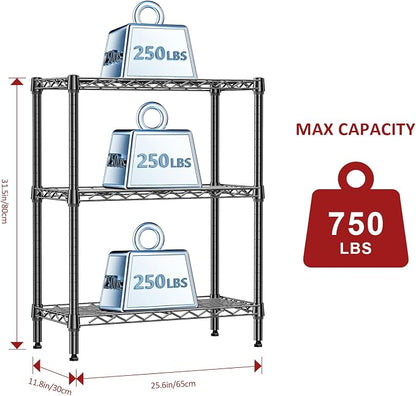 IZEUK 3 Tier Heavy Duty Steel Storage Shelves, Metal Shelf Wire Shelving Rack - Image 3