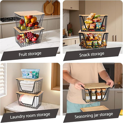 2 Pack Onion and Potato Storage Bins, Stackable Pantry Organizers Storage - Image 4