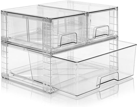 Stackable Storage Drawers, High-strength Clear Plastic Multi-purpose Organizer by XWYWX