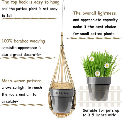 Yookeer 2 Pack Hanging Orchid Planter 4 Inch Thai Bamboo Hanging Orchid Basket - Image 3