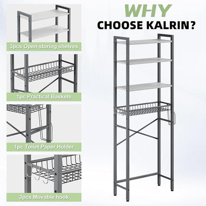Kalrin Over-The-Toilet Storage Rack, 4-Tier Bathroom Organizer Shelf Over Toilet - Image 6