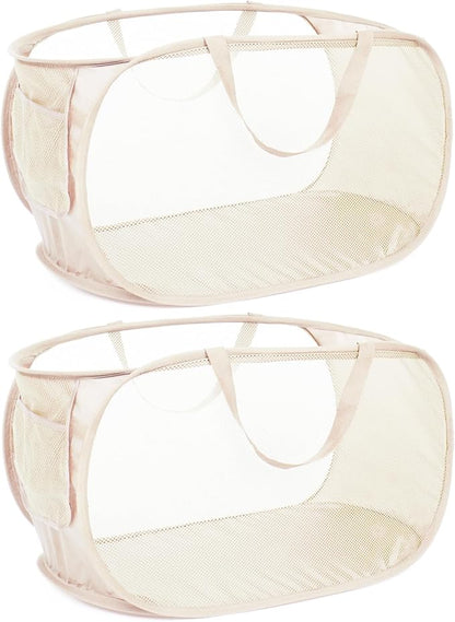 Durable Collapsible Laundry Baskets, Mesh Pop Up Laundry Hamper by Bemkoo