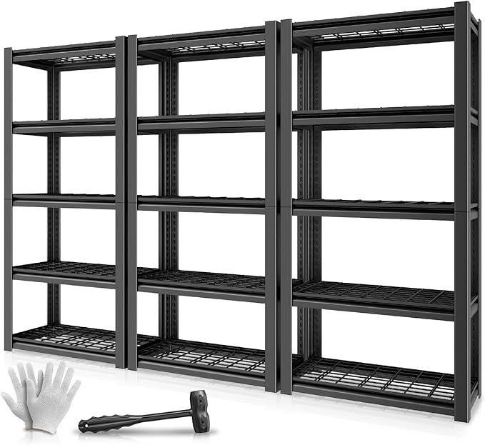 Auto Dynasty 5-Tier 72" H Garage Shelving Set of 3, Heavy Duty Metal Rack | by AutoDynasty