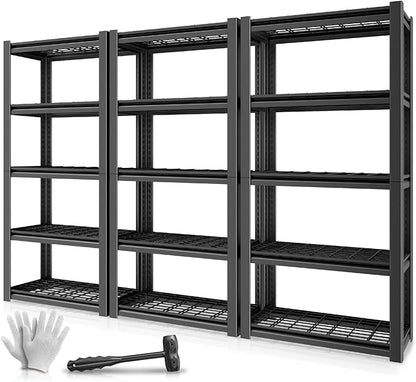 Auto Dynasty 5-Tier 72" H Garage Shelving Set of 3, Heavy Duty Metal Rack | by AutoDynasty