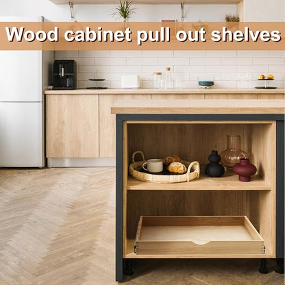 Menkxi 2 Set Pull out Tray Cabinet Organizer Wooden Pull Drawers storage Slide - Image 6
